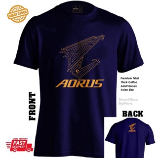 เสื้อยืดผู้ชาย เสื้อยืด ผ้าฝ้าย พิมพ์ลาย Aorus gaming gigabyte Intel AMD Nvidia GTX สําหรับผู้ชาย&lt;2022&gt;