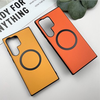 Luxury Leather Grain Magnetic Shockproof Casing For Samsung S23 S22 Ultra Plus Casetify Magnetic Wireless Charging Case