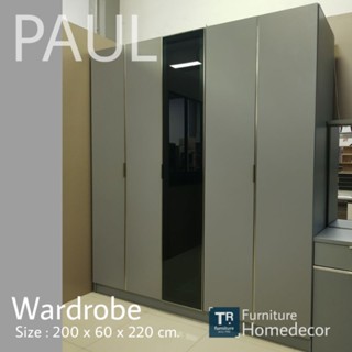 ตู้เสื้อผ้า 5 ประตู รุ่น Paul บาน Soft close  ขนาดกว้าง 200 สูง 220 ซม.