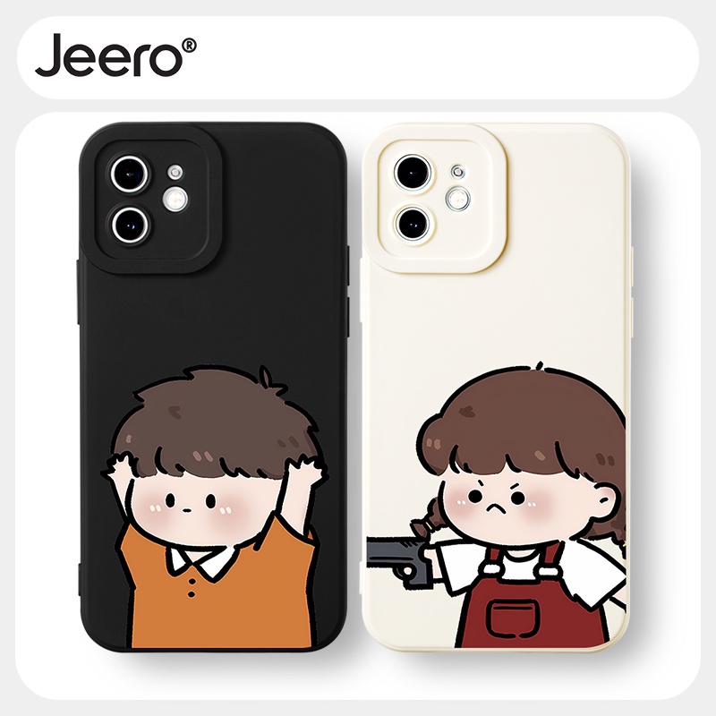 Jeero เคสคู่ เคสไอโฟน คู่รัก กันกระแทกซิลิโคนนุ่มการ์ตูนน่ารักตลก เคสโทรศัพท์ Compatible for iPhone 16 15 14 13 12 11 Pro Max SE 2020 X XR XS 8 7 6 6S Plus พลัส HFF2751