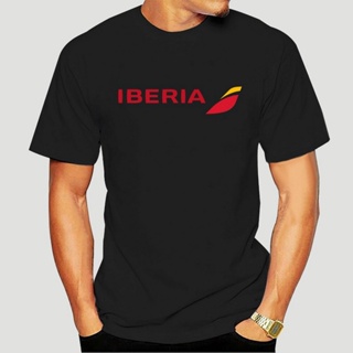 เสื้อยืดสีดำ เสื้อยืดผู้ชาย เสื้อยืด พิมพ์ลาย Iberia Airlines Spain Traveling-4797D สําหรับผู้ชาย