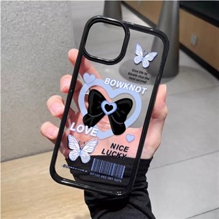 เคสโทรศัพท์มือถืออะคริลิคใส แบบแข็ง ลายผีเสื้อน่ารัก สําหรับ iphone 14promax 11 13 12 7Plus 8 X XS Max