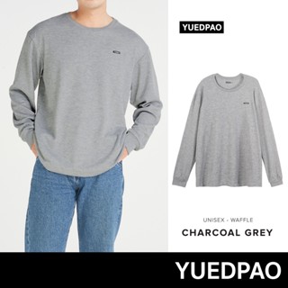 Yuedpao รับประกันไม่ย้วย 2 ปี  เสื้อยืดเปล่า เสื้อยืดสีพื้น เสื้อSWEATER รุ่น Waffle LongSleeve สี CHARCOAL GREY