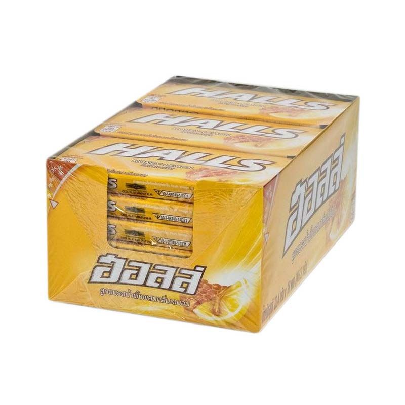 ฮอลล์ ลูกอม รสน้ำผึ้งผสมกลิ่นเลมอน 8 เม็ด x 18 แผงHalls Candy Honey Lemon Flavored 8 Pills x 18 Pack