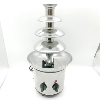 35-Ounce Chocolate Fondue Fountain with Four Layers Creative Design Heating Fondue Machine DIY Waterfall for BBQ Sauce