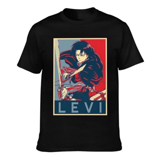 เสื้อยืดผู้ชาย [100% Cotton] เสื้อยืดแขนสั้น ผ้าฝ้าย พิมพ์ลาย Levi Attack On Titan สําหรับผู้ชาย