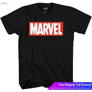 เสื้อยืดคอกลม SKTT1 Marvelเสื้อยืดยอดนิยม Marvel Mens Comics Simple Classic Logo T-Shirt Marvel Short sleeve T-shirts