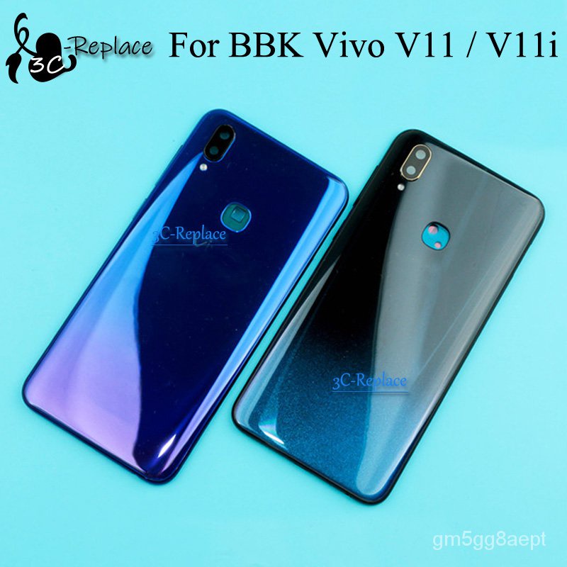 สีดำ/ สีฟ้า/สีชมพู6.3นิ้วสำหรับ BBK Vivo V11 /Vivo V11i กลับฝาครอบแบตเตอรี่ประตูที่อยู่อาศัยกรณีด้านหลังกระจกเลนส์อะไหล่