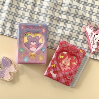 Kawaii อัลบั้มรูปกระต่ายเชอร์รี่ 3 นิ้วพร้อมกระเป๋าจัดเก็บหัวใจ 40 ชิ้น
