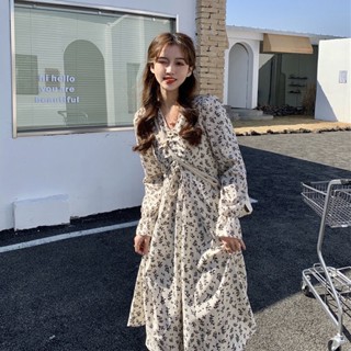 เชือกผูกคอวีชีฟอนดอกไม้สไตล์ยาว