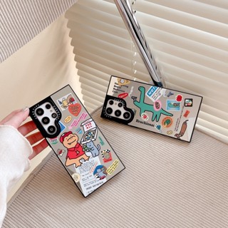 การ์ตูน หลอก ไดโนเสาร์ Casetify เคส Samsung Galaxy S23 Ultra S22 Ultra S23 Plus + Case ใหม่ กระจกเงา สี่เหลี่ยม ป้องกันการหล่น ซิลิกาเจล นุ่ม เคส