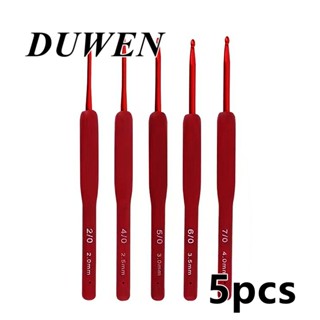 DUWEN ชุดตะขอถักโครเชต์ โลหะ อลูมิเนียม สีแดง TPR 5 ชิ้น ต่อชุด