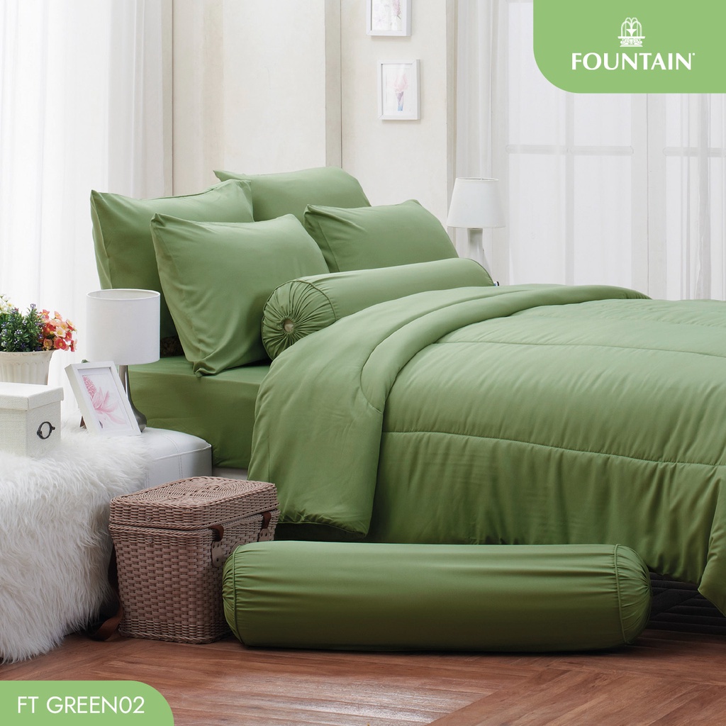 Fountain FT Green02 รุ่น Color สีพื้น โทนเขียวอ่อน  สัมผัสนุ่มสบายด้วยชุดเครื่องนอนฟาวน์เทน ผ้าปู ผ้าปูที่นอน ผ้านวม รูปที่ 3