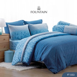 Fountain FT053 รุ่น Printed พิมพ์ลายกราฟิกโทนสีฟ้าให้สัมผัสนุ่มสบายด้วยชุดเครื่องนอนฟาวน์เทน ผ้าปูที่นอน ผ้าห่มนวม