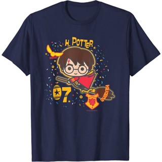 ผ้าฝ้ายแท้ชุดเสื้อผ้า ลาย Harry Potter สําหรับผู้ใหญ่ เสื้อยืดแขนสั้น พิมพ์ลาย Potter 07 Quidditch Chibi แฟชั่นสําหรับผู