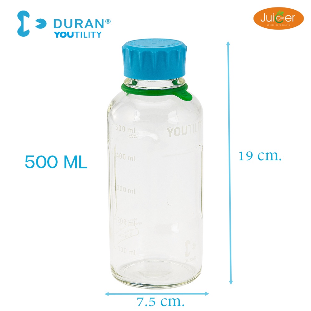 ขวดน้ำ DURAN YOUTILITY ขวดแก้วเก็บน้ำผักผลไม้สกัดเย็น และ อื่น ๆ ดีที่สุด ของแท้ 100%  Made in Germa