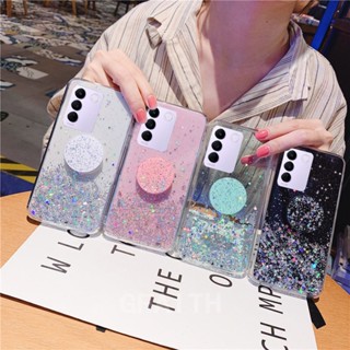 เคสโทรศัพท์ VivoV27 VivoY36 VivoY02A VivoV25 มือถือ TPU แบบนิ่ม ลายกากเพชร พร้อมขาตั้ง สําหรับ VIVO V27 5G Y36 Y02A Y02 V25 Pro V25e Y16 Y22s Y22 Y35 2022 Y33T Y21T Y33s Y21 เคสวีโว่V27