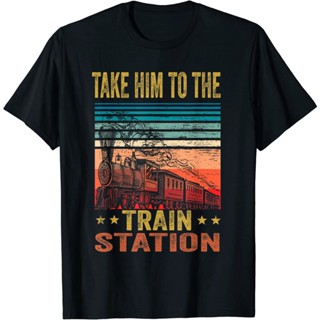 Retro Take Hime To The Train Station เสื้อยืด VINTAGE Station ตลก