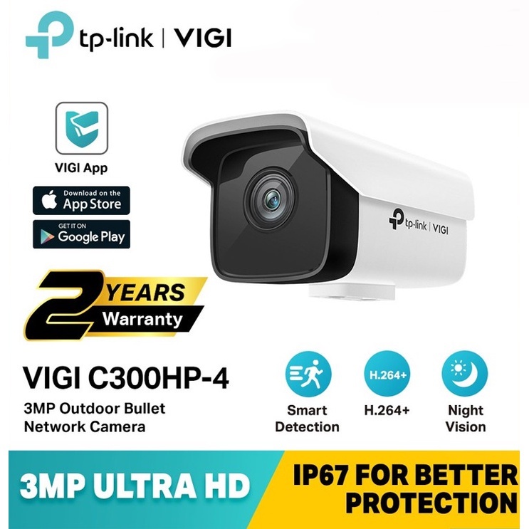 ☁☁۞⚡️กล้องวงจรปิด⚡️TP-LINK (VIGI C300HP) VIGI 3MP Outdoor Bullet Network Camera ประกัน 3 ปี