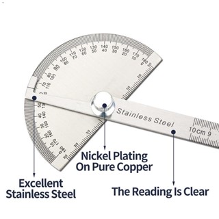 -- Kiprun 180องศาไม้โปรแทรกเตอร์โลหะมุม Finder Goniometer มุมไม้บรรทัดสแตนเลสเครื่องมืองานไม้โรตารี่วัดไม้บรรทัด100มิลลิ