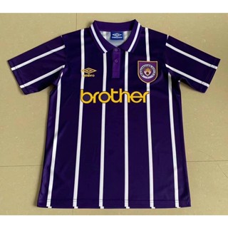 Gaopin 1993 เสื้อยืดลําลอง แขนสั้น พิมพ์ลาย Manchester City away สไตล์เรโทร สําหรับผู้ชาย