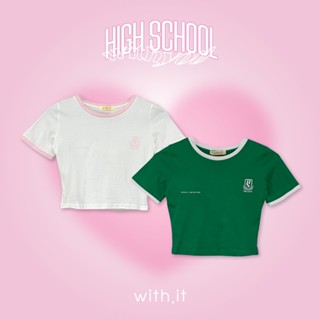 with.it.store - TSW0121 เสื้อยืดเข้ารูปโลโก้สคูล WWHS