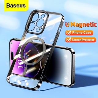 Baseus เคสโทรศัพท์มือถือ แบบแม่เหล็ก ใส กันกระแทก สําหรับ iPhone 14 Pro Max 2022