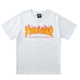 เสื้อเชิ้ตแขนสั้น pvuC / พรีเมี่ยม พร้อมสต็อกสินค้าใหม่ Thrasher สตรีท เปลวไฟ ข้อความ อินเทรนด์เสื้อยืดเสื้อยืดฤดูร้อน