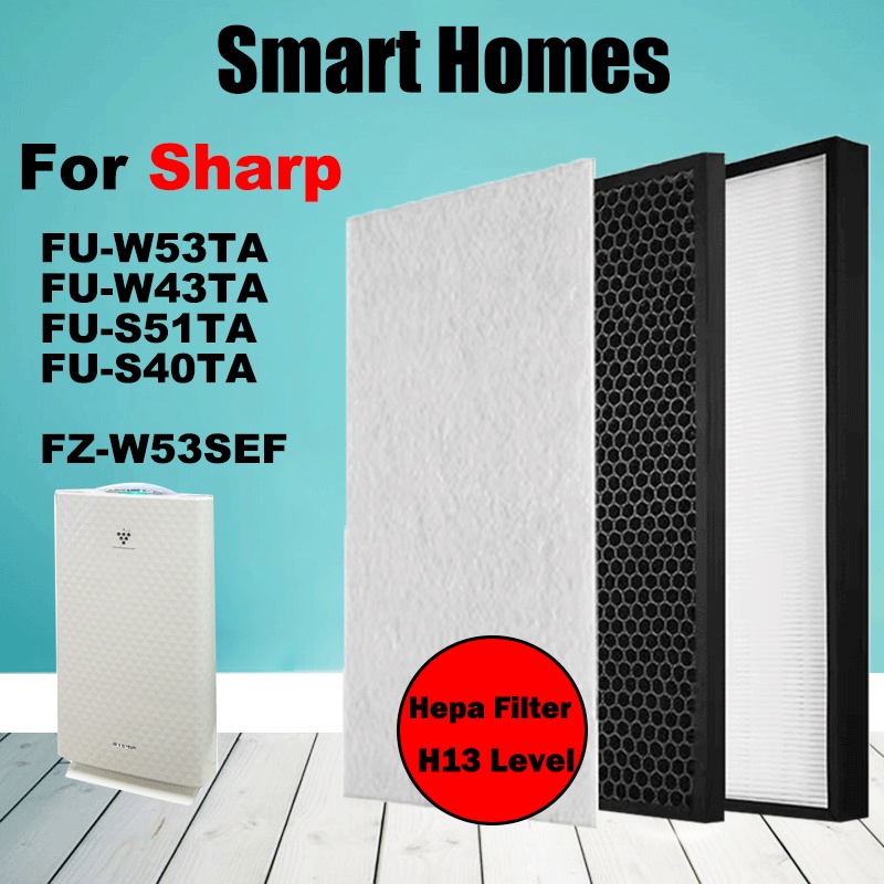 (พร้อมส่ง) แผ่นกรองคาร์บอน Hepa FZ-W53SEF สําหรับเครื่องฟอกอากาศ Sharp FU-W53TA FU-W43TA FU-S51TA FU-S40TA