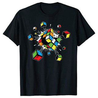 YF32 ระเบิด Rubix Rubiks Rubics Cube ปัจจุบันของขวัญผู้ชายเสื้อยืด Streetwear Cotton Tshirts คลาสสิก