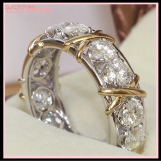 Sunshine_Fashion Full Cubic Zirconia CZ Cross White Gold Plated Ring Lady Wedding Jewelry
