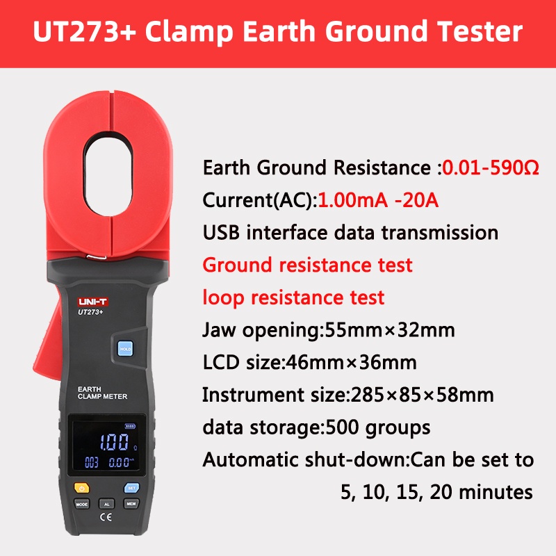 UNI-T UT272+  UT273+ UT275+    เครื่องทดสอบความต้านทานดิน   Clamp Ground Resistance Tester  Resistance Tester Clamp-On Ammeter  Earth Resistance Tester Current Tester ราคา ถูกที่สุด ดีลบีเคเค แกลเลอรีภาพที่ 3