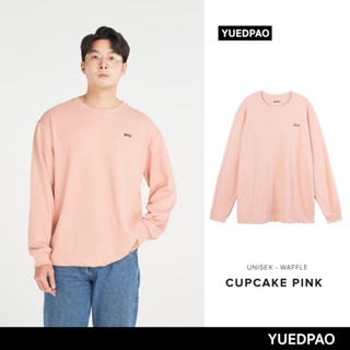 Yuedpao รับประกันไม่ย้วย 2 ปี  เสื้อยืดเปล่า เสื้อยืดสีพื้น เสื้อSWEATER รุ่น Waffle LongSleeve สี Cupcake Pink