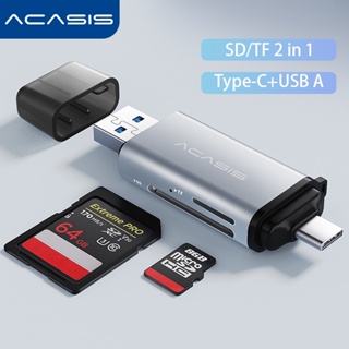 Acasis SD/TF 2-in-1 เครื่องอ่านการ์ด แบบสองหัวอะแดปเตอร์ USB Type-c 3.0 เป็น SD TF สําหรับ iPad Pro MacBook แล็ปท็อป OTG การ์ดหน่วยความจํา พร้อมอินเทอร์เฟซ Type-c Micro SD Micro SDHC SDHC