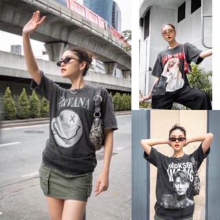 🍊HMWE _SHOP🍊เสื้อยีด ผ้าฟอกโอเว่อร์ไซด์เสื้อยืด Oversize พิมลาย หลากหลาย สกรีนสวยทุกรุ่น งานUnisex ใส่ได้ทั้งหญิง-ชาย