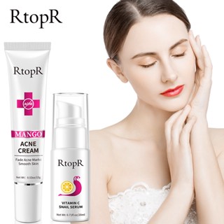 RtopR Skin Care Set: Mango repair acne cream 15g+VC Snail Serum 20ml