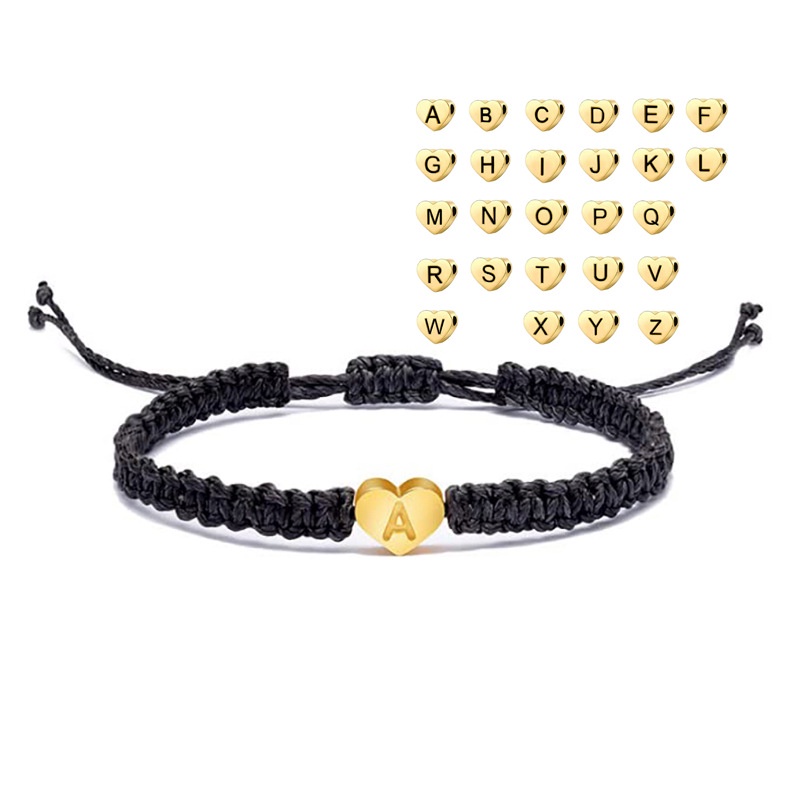 สร้อยข้อมือ เชือกทอ ชุบทอง 18k จี้ตัวอักษร A-Z แฮนด์เมด เครื่องประดับแฟชั่น สําหรับผู้ชาย และผู้หญิง ให้เป็นของขวัญ