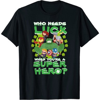 Marvel Avengers ที่ต้องการโชคเมื่อคุณเป็นเสื้อยืดซุปเปอร์ฮีโร่