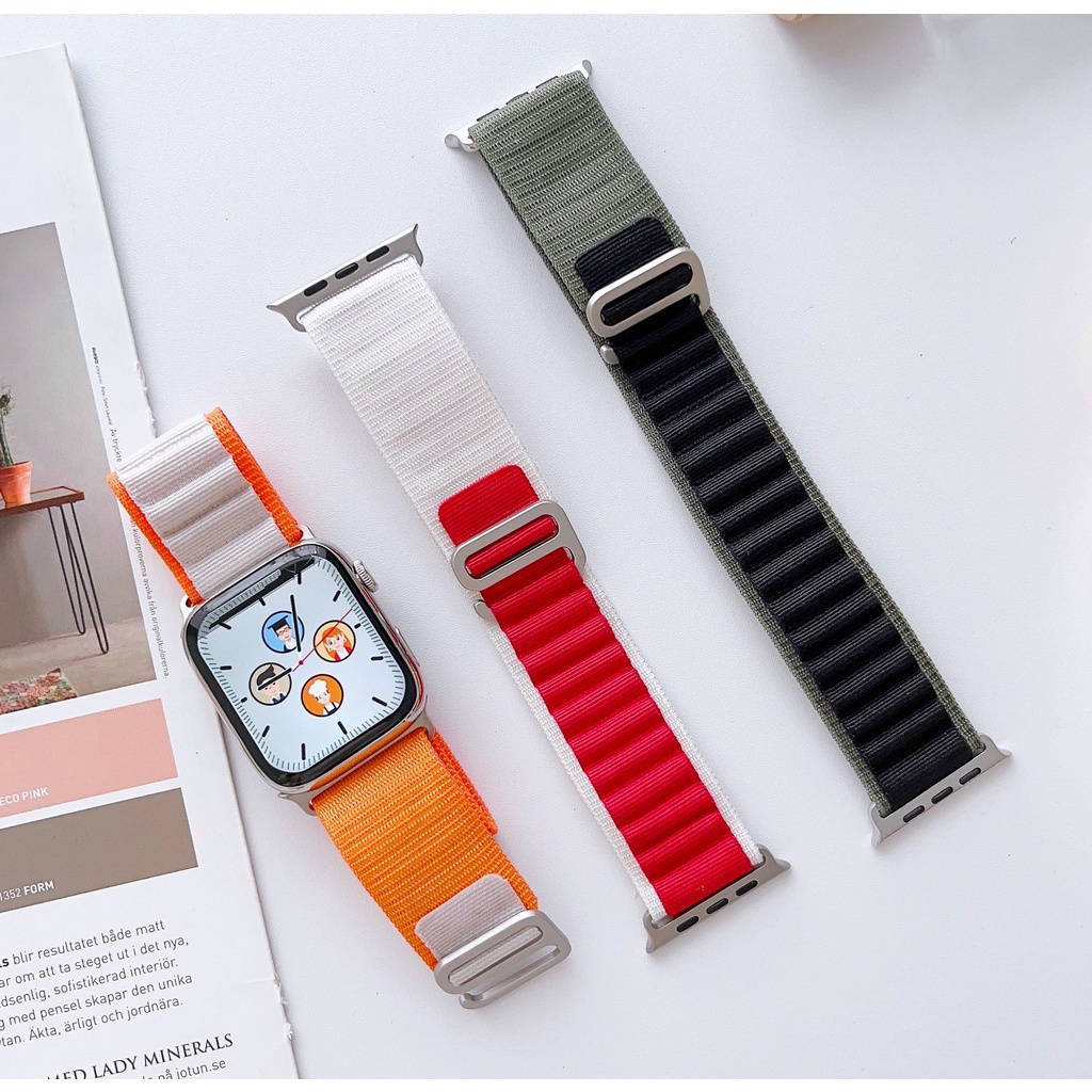 Alpine สายนาฬิกาข้อมือไนล่อนถัก สําหรับ Apple Watch Series 8 7 6 5 4 3 2 1 SE SE2 Ultra ขนาด 49 มม. 44 มม. 40 มม. 42 มม. 38 มม.