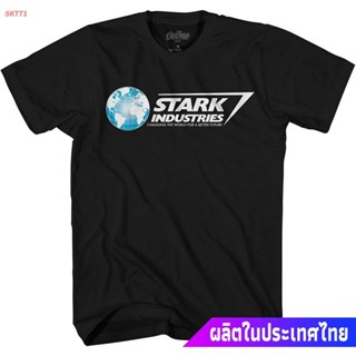 เสื้อยืดคอกลม เสื้อยืดผู้ชายและผู้หญิง Marvel Iron Man Stark Industries T-Shirt Mens Womens T-shirts