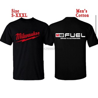 เสื้อยืดผ้าฝ้ายพิมพ์ลาย เสื้อยืดพิมพ์ลาย Milwaukee M 18 Driven to outperform clothesmen  s