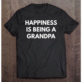 เสื้อยืดผ้าฝ้ายพิมพ์ลาย SDEAZ☄Happiness Is Being A Grandpa Family Tshirts For Men Shirt Men Couple Tops Men T-Shirt