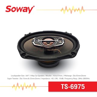 ดอกลำโพง Soway TS-6975 ลำโพงแกนร่วม 3ทาง 6x9นิ้ว แถมสายและฝาครอบ เบส กลาง แหลม 1คู่