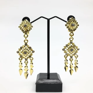 ใส่ Thai jewelry set dance show wedding bride dress earring clip diamond silver gold necklace sets