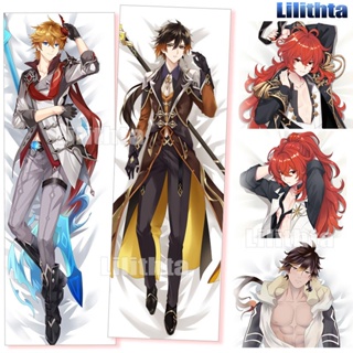 หมอนอนิเมะ ปลอกหมอนพิมพ์ลายการ์ตูน Dakimakura Genshin Impact Zhongli Tartaglia Diluc อะนิเมะหมอน ขายปลีกและขายส่ง Amine Game Pillowcase 抱き枕 动漫抱枕