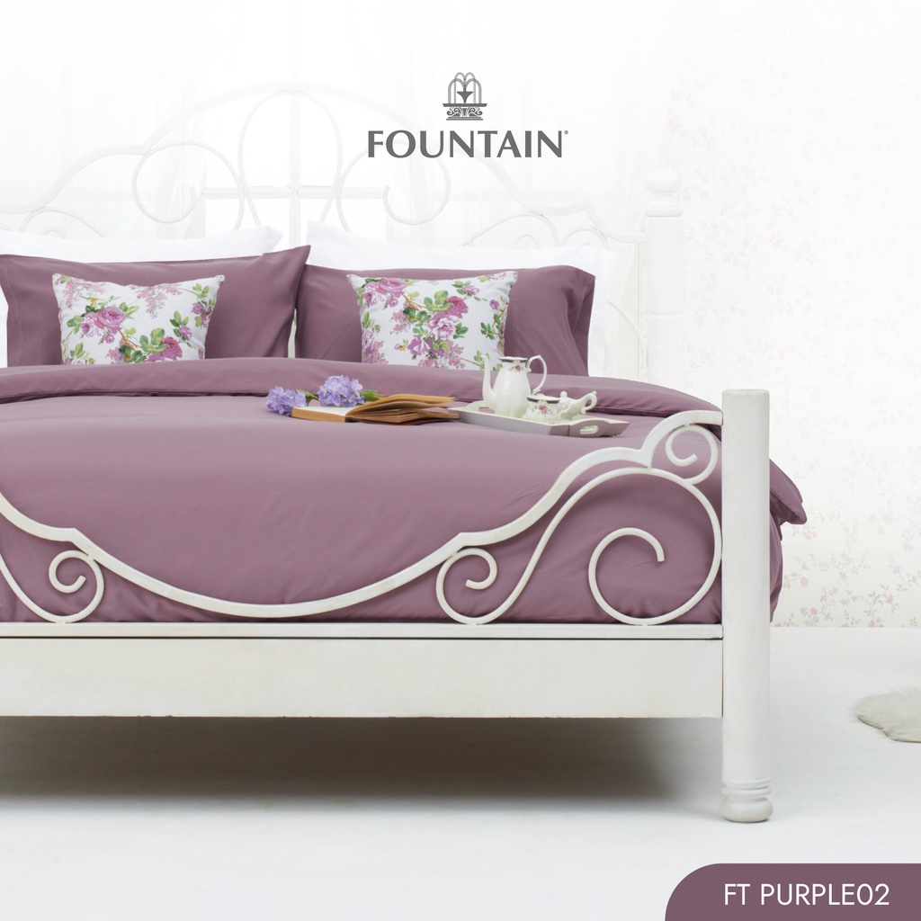 Fountain FT Purple02 รุ่น Color of Life สีพื้นโทนม่วงอ่อน สัมผัสนุ่มสบาย ชุดเครื่องนอนฟาวน์เทน ผ้าปู ผ้าปูที่นอน ผ้านวม