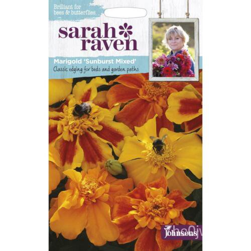 เมล็ด Johnsons Sarah Raven ปลูกสวนของคุณเอง Marigold Sunburst Mixed Seeds Packet เมล็ดพันธุ์