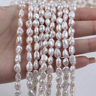 ขายดี พร้อมส่ง ไข่มุกน้ําจืดธรรมชาติ รูตรง 6-8 มม. สีขาวมุก KESHI