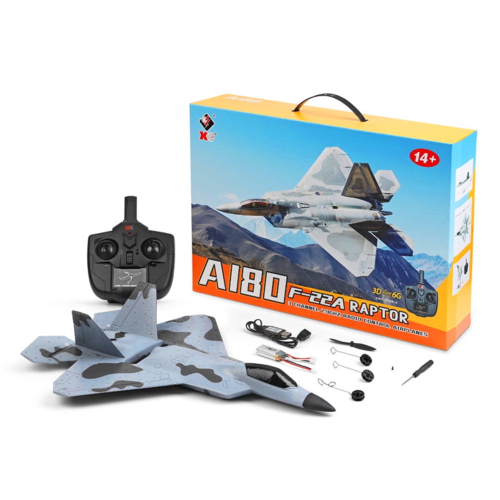 เครื่องบิน บังคับวิทยุ A180 F-22A Raptor 3CH 3D/6G Brushless RC Airplane