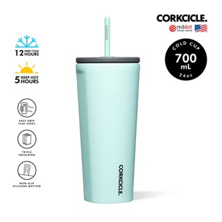 CORKCICLE แก้วสแตนเลสพร้อมหลอดเซรามิก สุญญากาศ 3 ชั้น 700ML (24OZ) รุ่น COLD CUP SOAKED TEAL